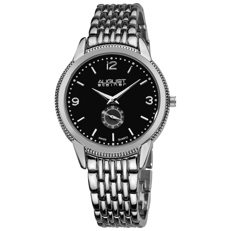 August Steiner Men's Swiss Quartz Silver-Tone Watch