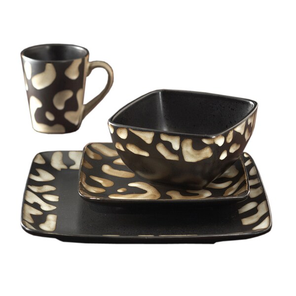 American Atelier Safari White Giraffe 16-piece Dinnerware Set ...