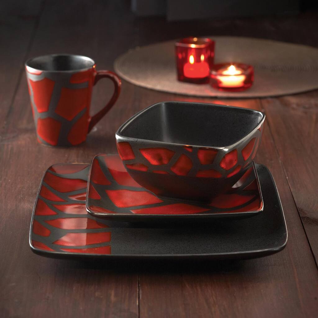 American Atelier Safari Red Giraffe 16-piece Dinnerware Set
