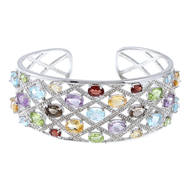 La Preciosa Sterling Silver Multi-gemstone Cuff Bracelet - Free ...