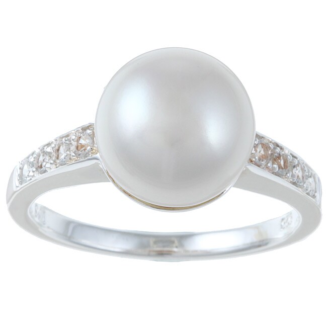 pearls for you silver white fw pearl and white topaz ring pearls for you silver white fw pearl and white topaz ring