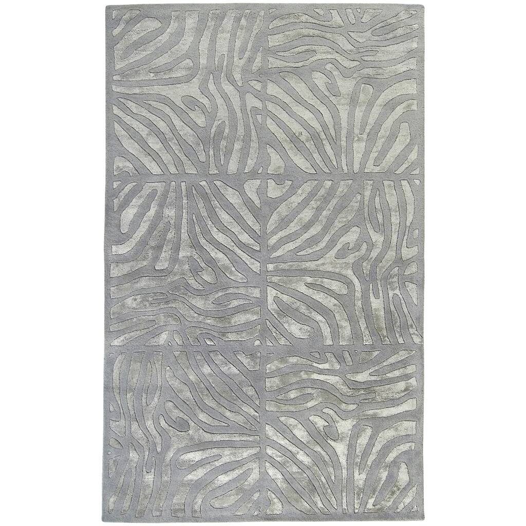 Hand-tufted Grey Zebra Animal Print Divine Wool Area Rug - 5' x 8' - 5' x 8'