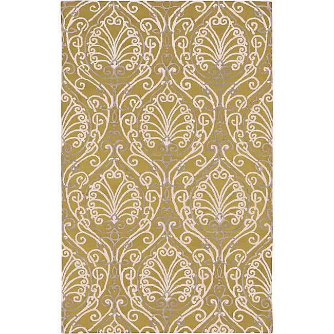 Hand-tufted Divine Chartreuse Botanical Wool Area Rug - 9' x 13'/Surplus