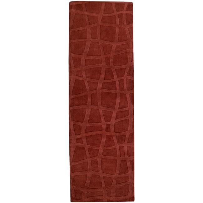 Candice Olson Loomed Carved Brick Abstract Plush Wool Rug (26 X 8)