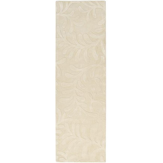 Candice Olson Loomed Ivory Floral Plush Wool Rug (26 X 8)