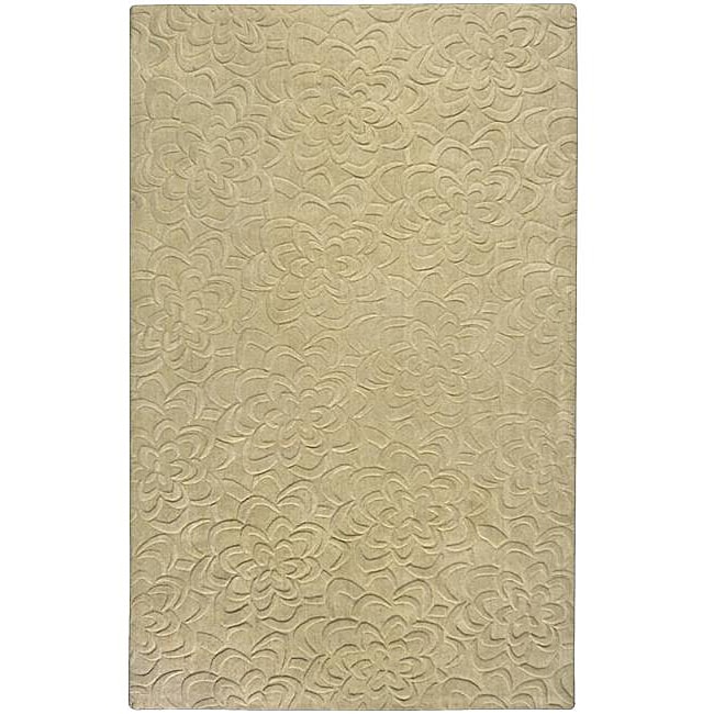 Candice Olson Loomed Putty Floral Plush Wool Rug (33 X 53)