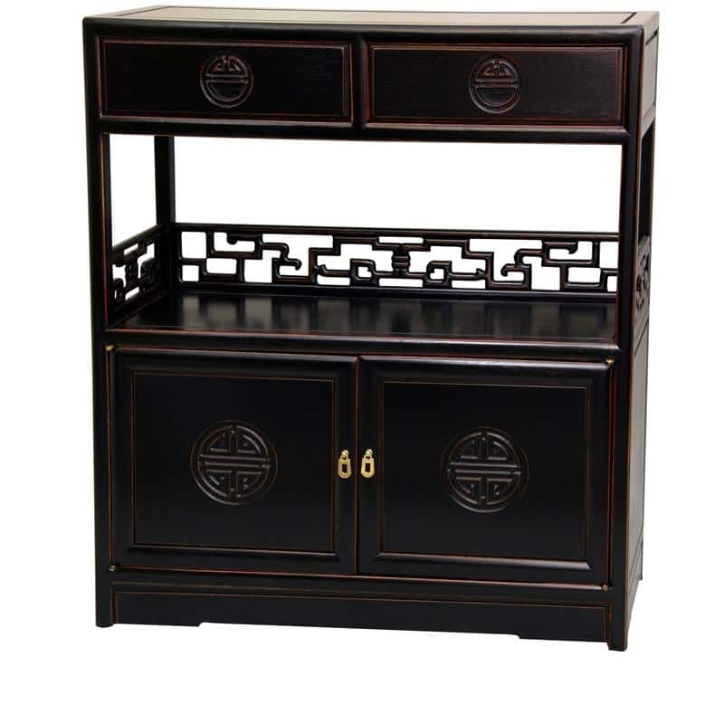 Handmade Rosewood Antique Black Long Life Display Cabinet (China)