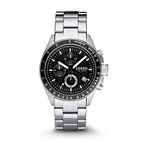 Fossil men's ch2600 decker stainless steel black chronograph dial ...