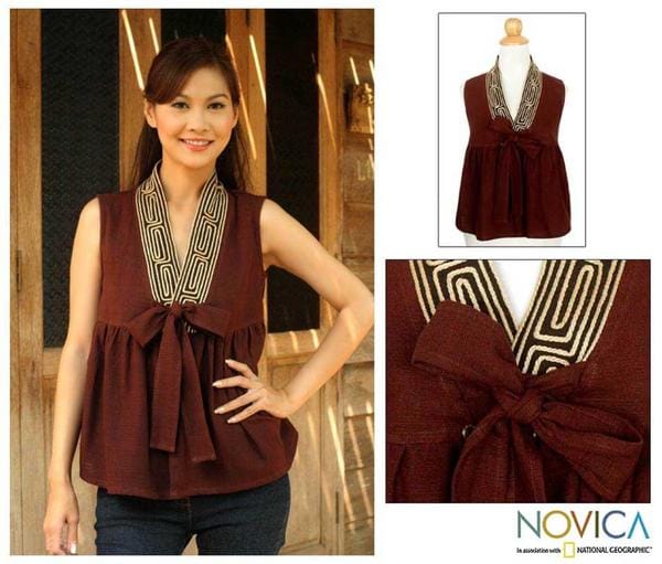 Cotton 'Relax In Brown' Blouse (Thailand)