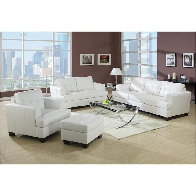 White Bonded Leather Loveseat