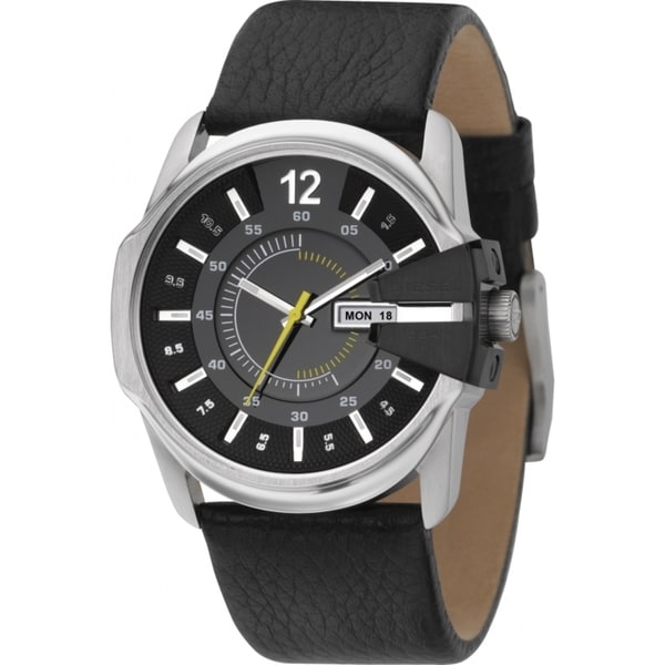 Shop Diesel Men's Stainless Steel Case Black Leather Strap Watch Free