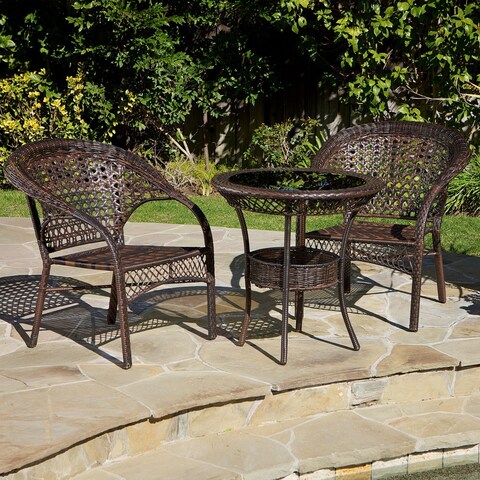 Outdoor Wicker 3-piece Bistro Set by Christopher Knight Home