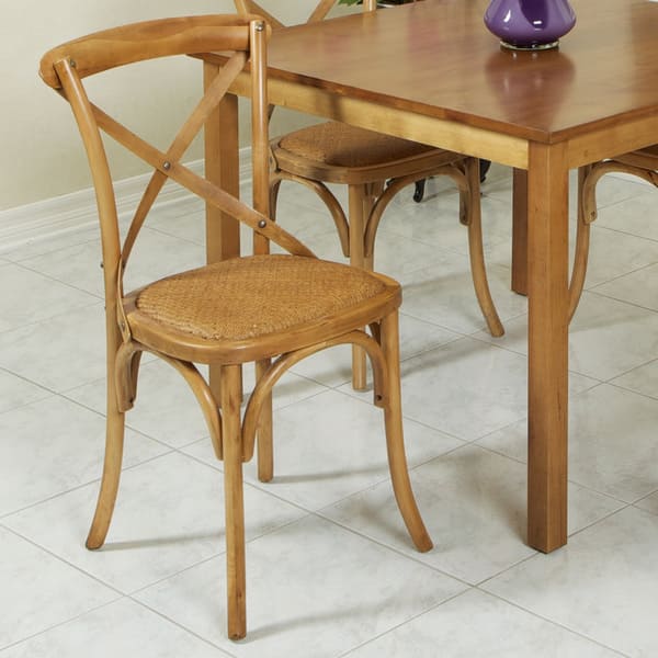 slide 1 of 3, Cross-Back Light Brown Birch Dining Chair by Christopher Knight Home
