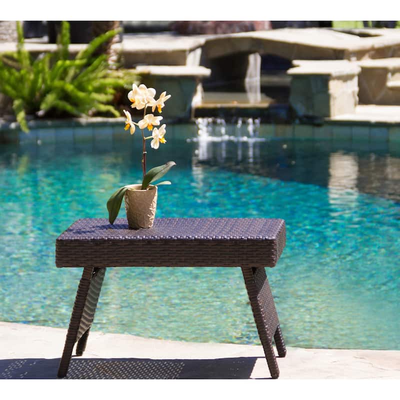 Salem Outdoor Transitional Wicker Adjustable Folding Table by Christopher Knight Home. - Iron - Multi Brown