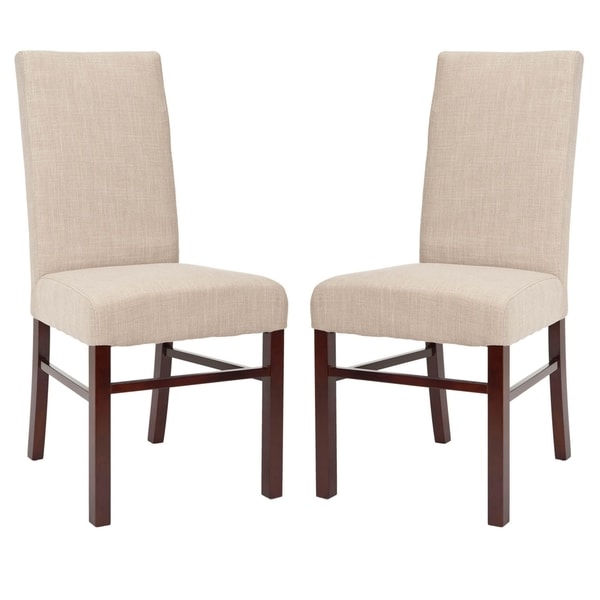 Safavieh Classical Parsons Beige Cotton Side Chairs (Pack of 2) Safavieh Dining Chairs