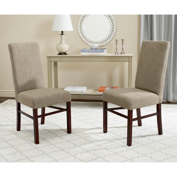 Shop Safavieh Parsons Dining Olive Beige Linen/ Birchwood Dining Chairs