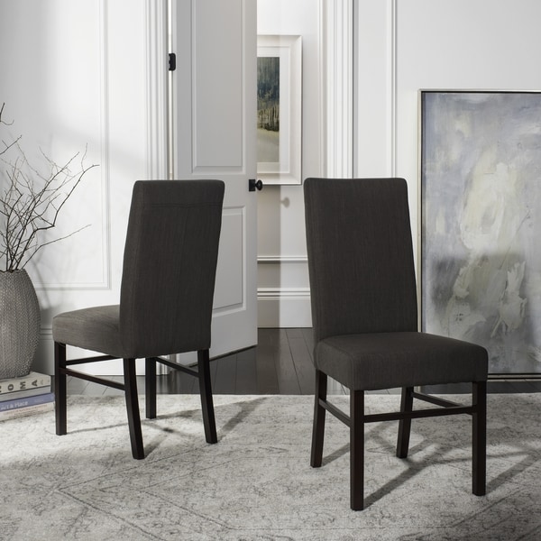 Safavieh Parsons Dining Parsons Charcoal Cotton Dining Chairs (Pack of 2)