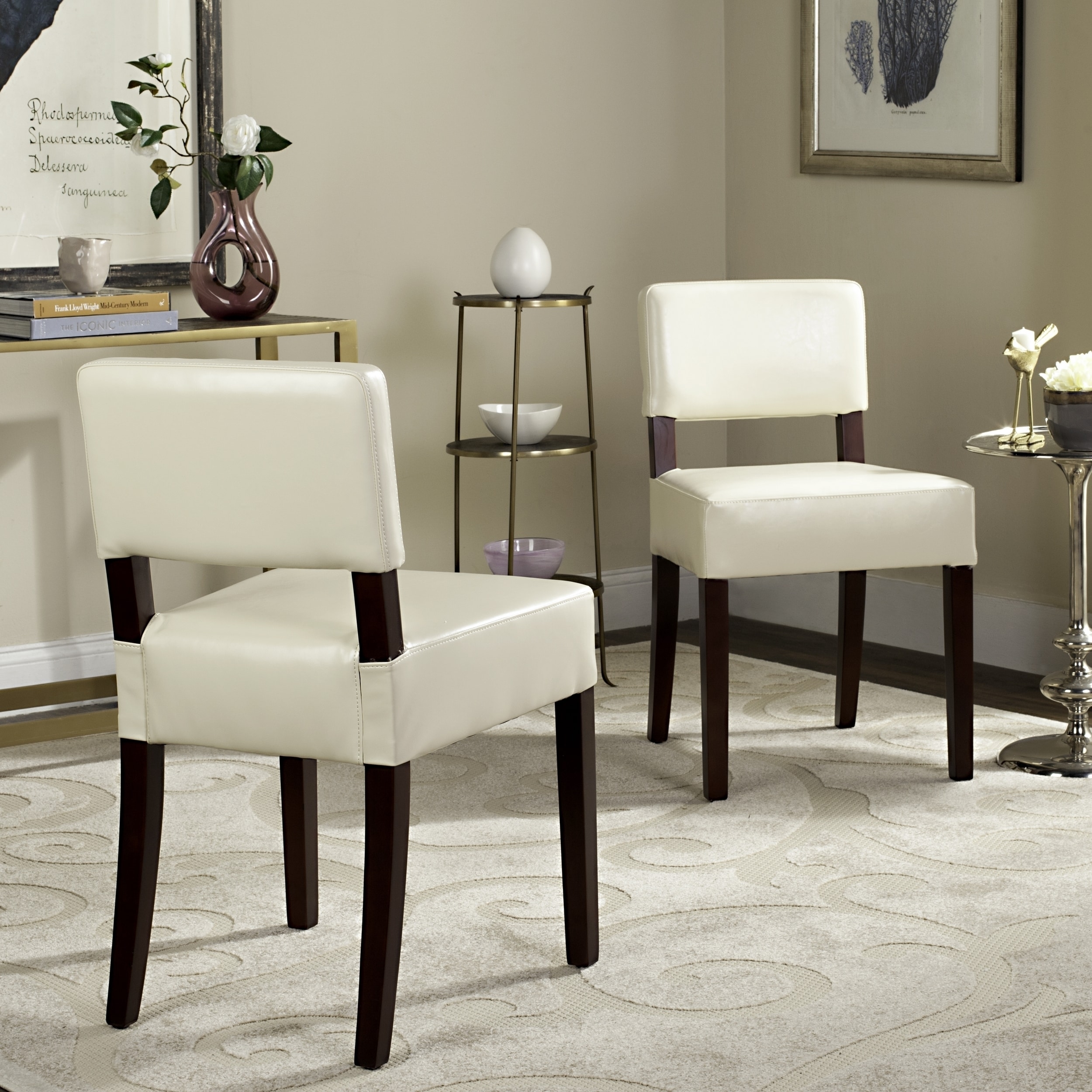 Safavieh Parsons Dining Cosmo Cream Leather Chairs Cosmo Cream Leather Dining Chairs