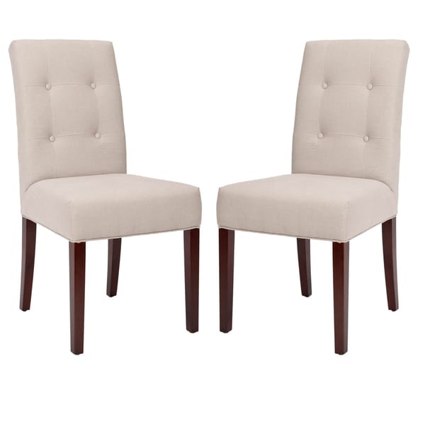 Shop Safavieh Parsons Dining Metro Tufted Beige Linen Dining Chairs