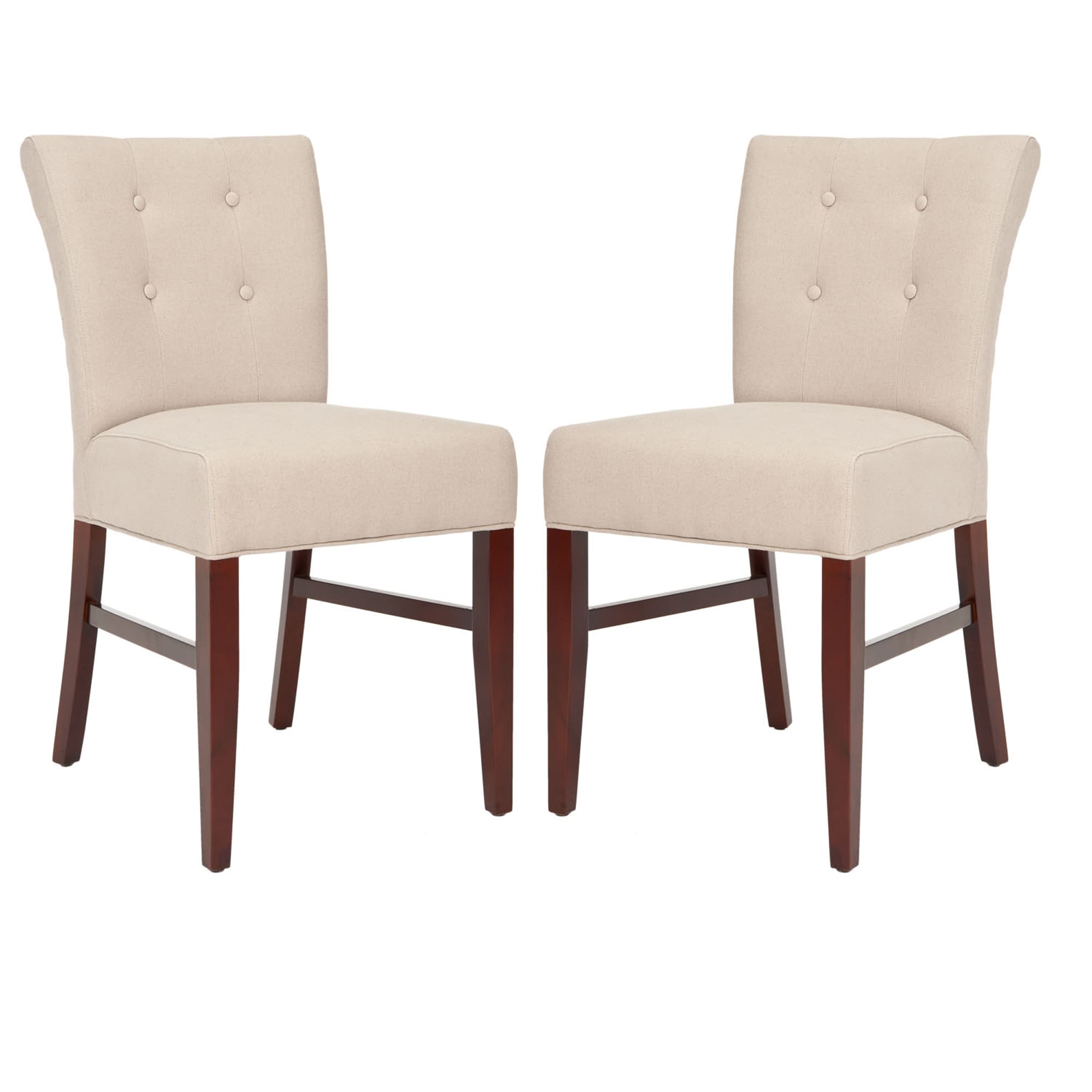 Safavieh Metro Curved Tufted Beige Linen Side Chairs (set Of 2)