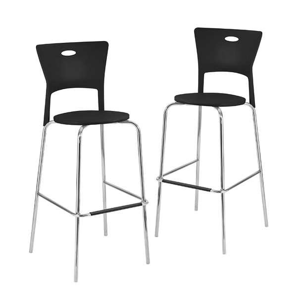 Black Stackable Modern Barstools (Pack of 2)