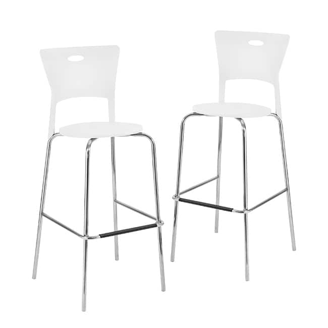 White Stackable Modern Barstools (Pack of 2)