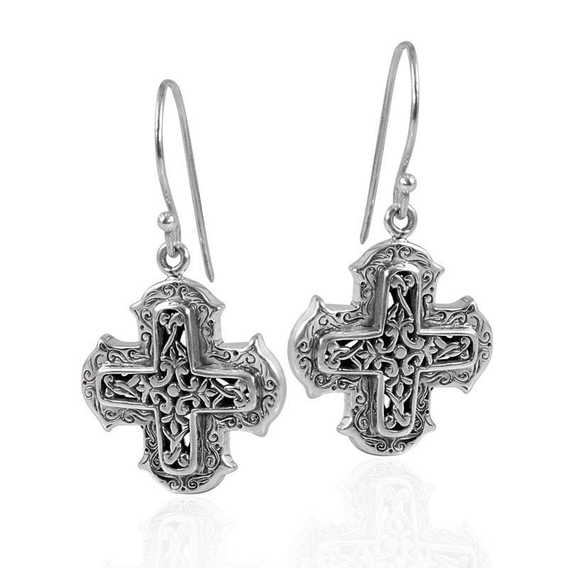 Detailed Cross Earrings