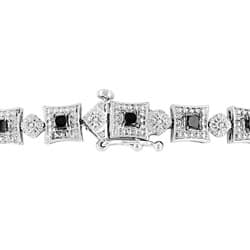Miadora Sterling Silver 2ct TDW Black and White Diamond Bracelet