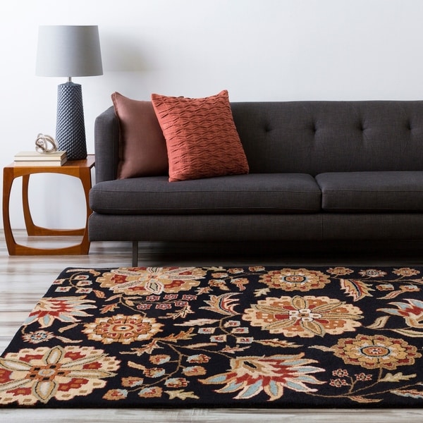 Hand-tufted Whimsy Black Wool Area Rug - 4' x 4'