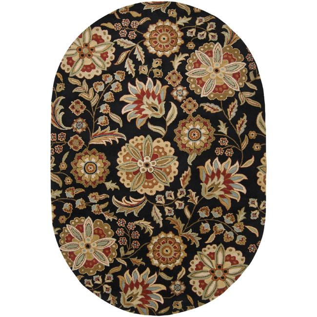 Hand tufted Whimsy Black Wool Rug (8 X 10 Oval)