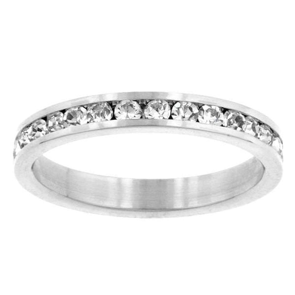 Kate Bissett Silvertone Clear Crystal Eternity Fashion Ring   13459765