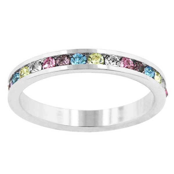 Shop Kate Bissett Silvertone Multi-colored Crystal Eternity Fashion ...