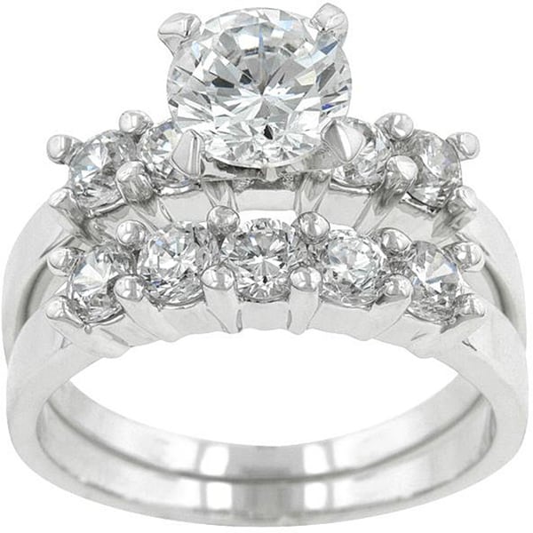 Shop Kate Bissett Silvertone Brass Round-cut Cubic Zirconia Wedding ...