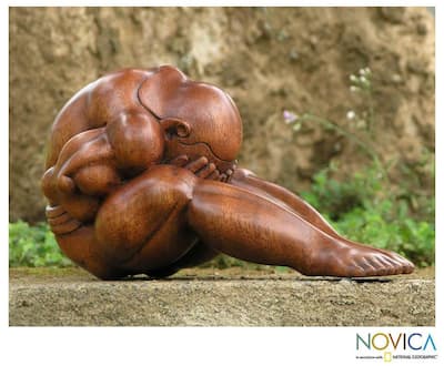 Wood 'Abstract Yoga' Sculpture (Indonesia)
