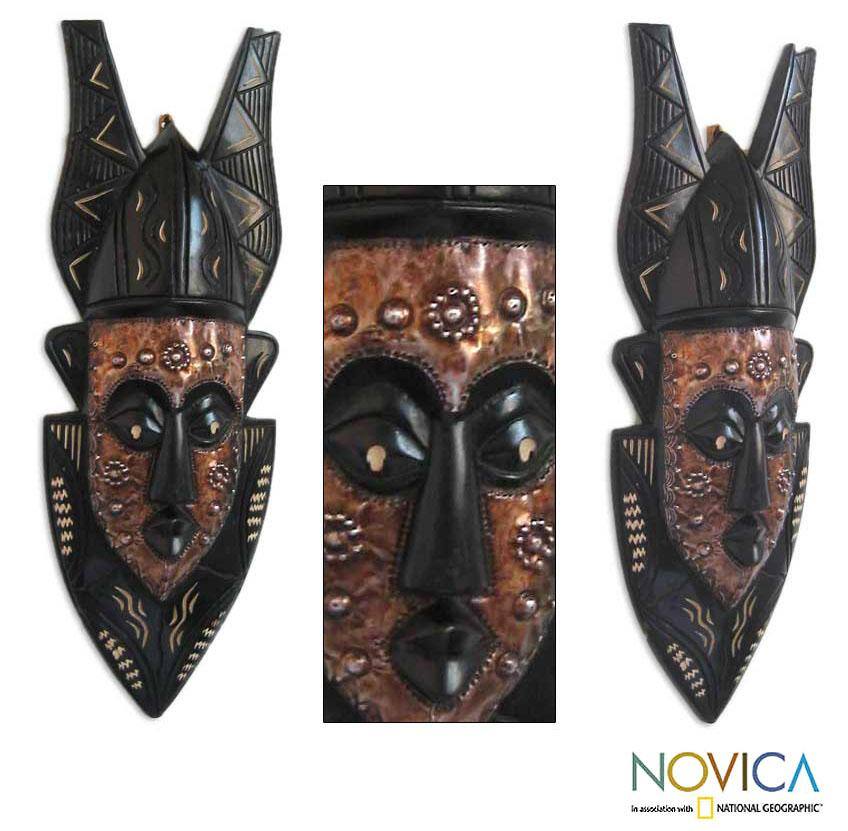 Handmade Wood 'Forgiveness' African Tribal Mask (Ghana)