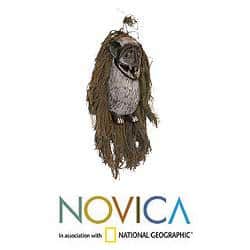 Wood and Jute 'Monkey Antics' African Tribal Mask (Ghana)