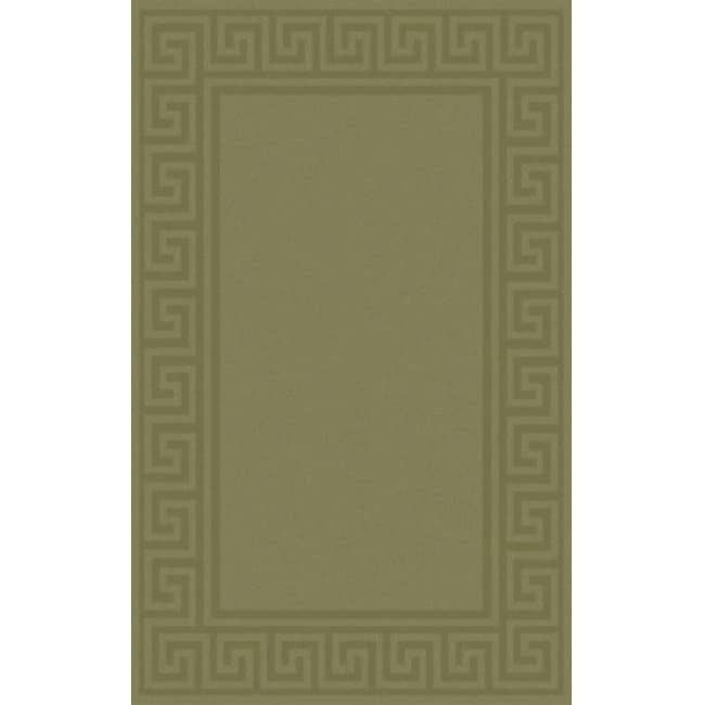 Hand woven Hand carved Greeky Green Wool Rug (5 X 8)