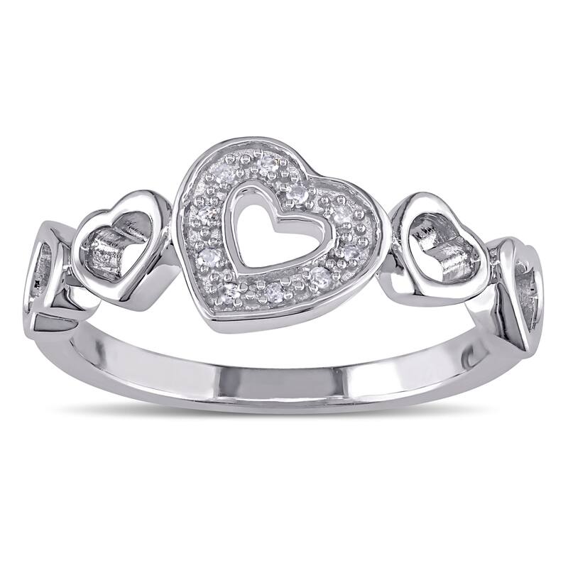 Miadora Sterling Silver Diamond Accent Heart Ring