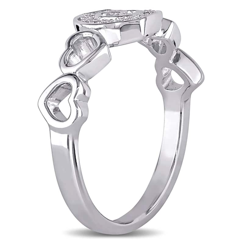 Miadora Sterling Silver Diamond Accent Heart Ring