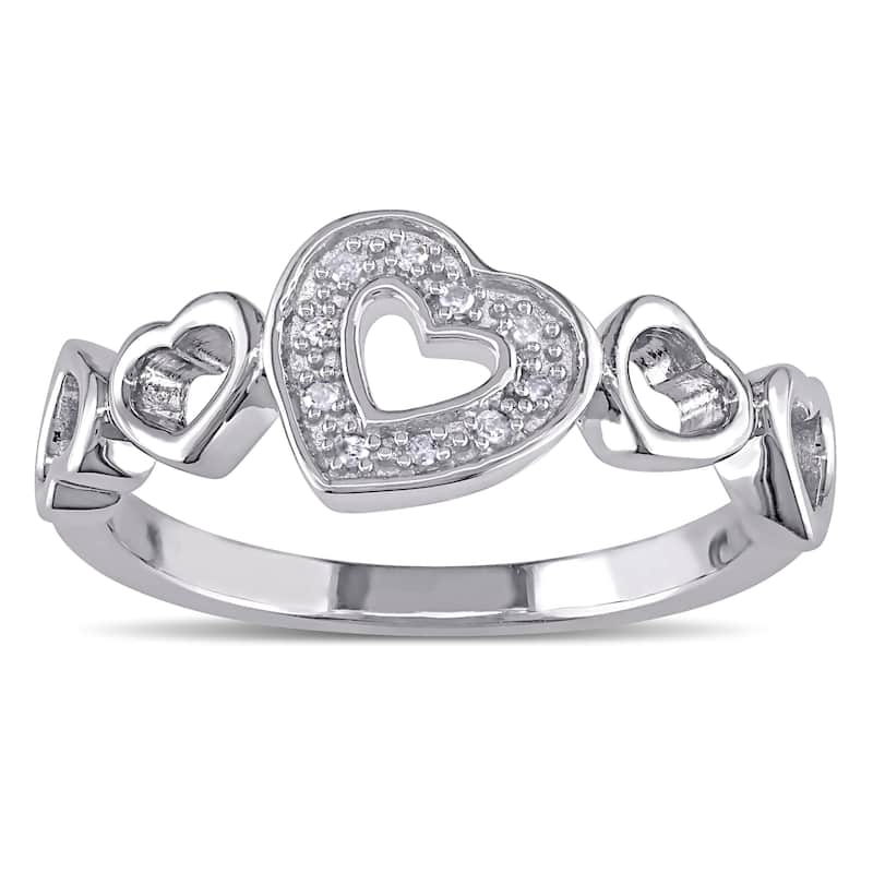 Miadora Sterling Silver Diamond Accent Heart Ring - 5