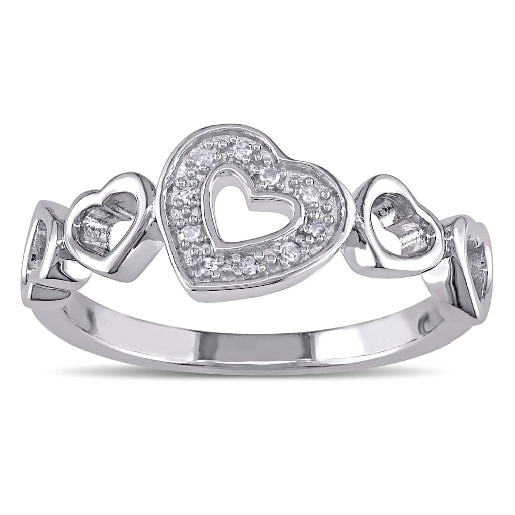 Miadora Sterling Silver Diamond Accent Heart Ring