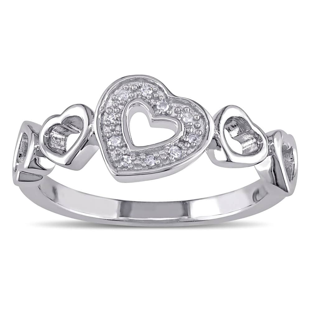 Miadora Sterling Silver Diamond Accent Heart Ring