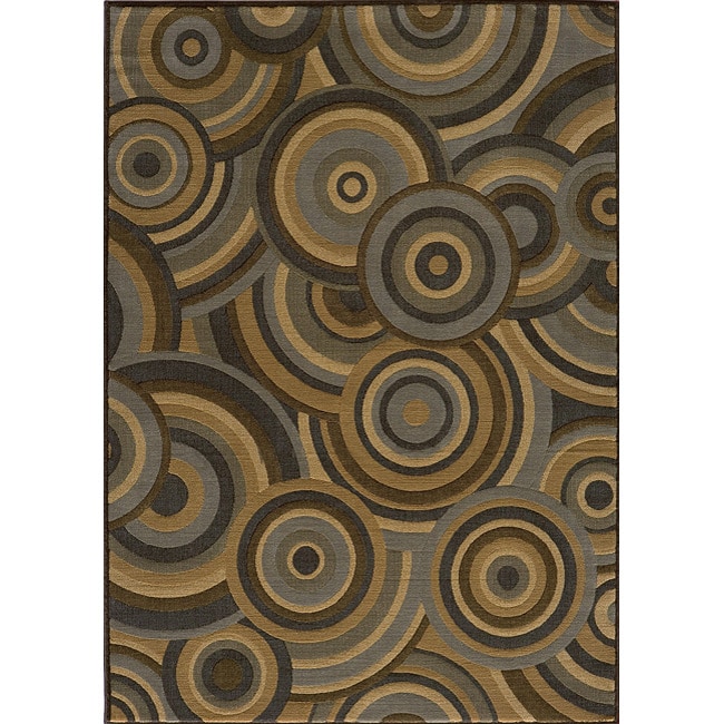 Illusion Power loomed Circles Blue Rug (53 X 76)