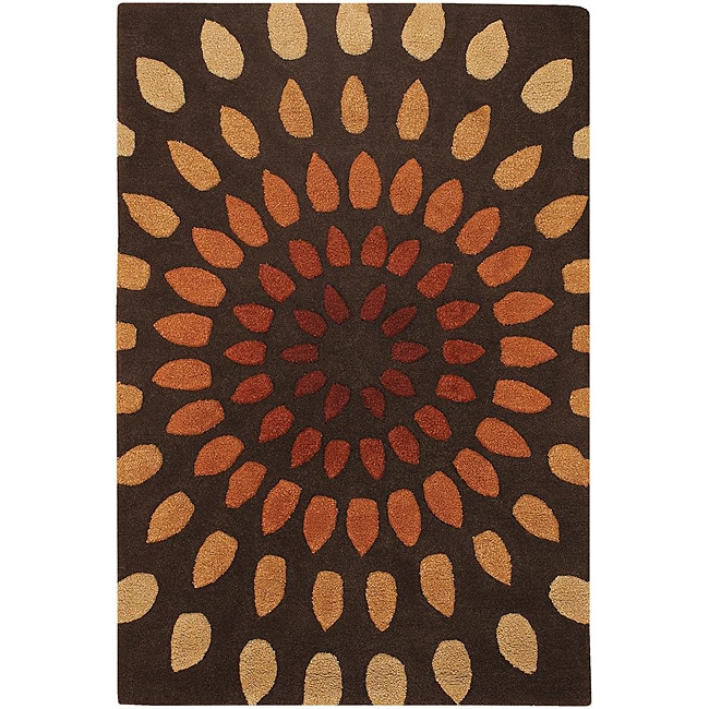 Hand tufted Warm Mandara New Zealand Wool Rug (79 X 106)