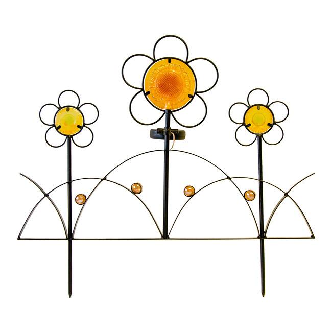 Tricod Solar Iron Flower Fence Light (Pack of 2)