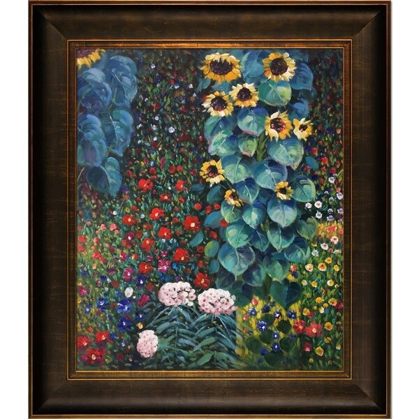 Shop Gustav Klimt 'Farm Garden with Sunflowers' Framed Medium-Sized