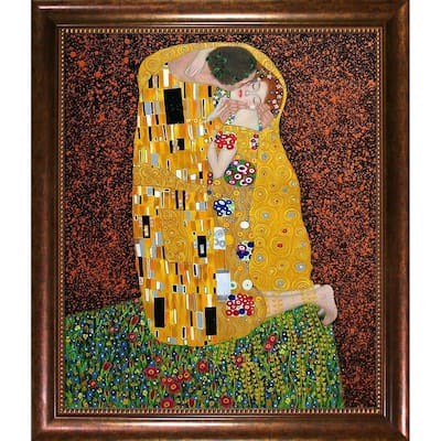 La Pastiche Gustav Klimt 'The Kiss (Full View)' Hand Painted Oil Reproduction