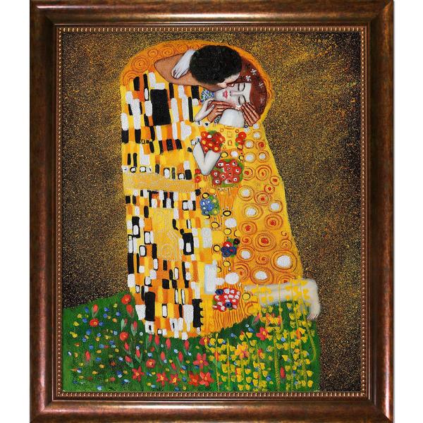 Gustav Klimt 'The Kiss (Fullview)' Framed Canvas Art Canvas