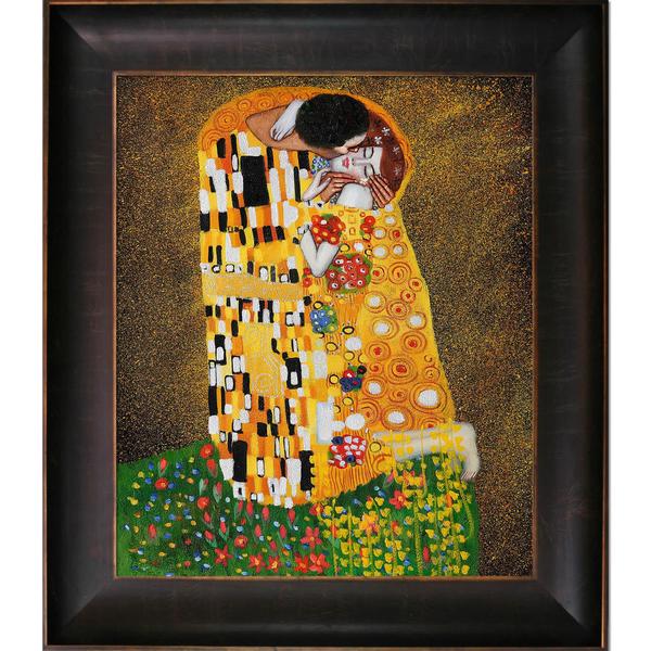 Gustav Klimt 'The Kiss (Full view)' Framed Canvas Art Canvas