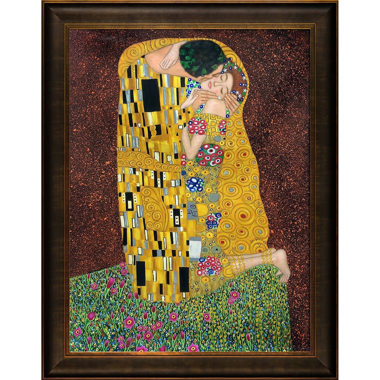 La Pastiche Gustav Klimt 'The Kiss (Full view)' Framed Canvas Art - Bed ...